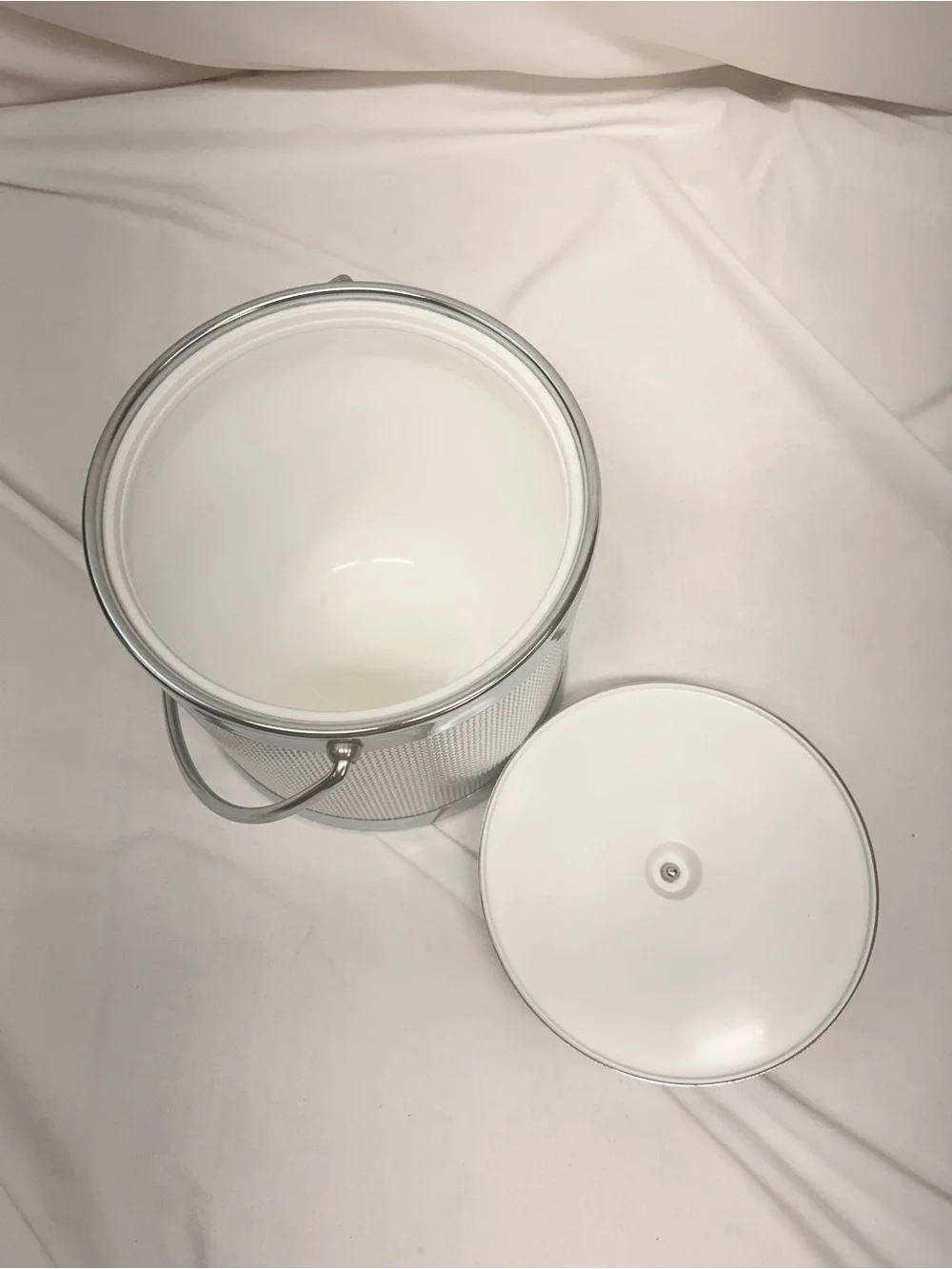 MCM Serv-Master Textured Ice Bucket with Handle - Silver Vintage